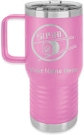 LaserGram 20oz Vacuum Insulated Travel Mug with Handle, Sushi, Personalized Engraving Included (Light Purple)
