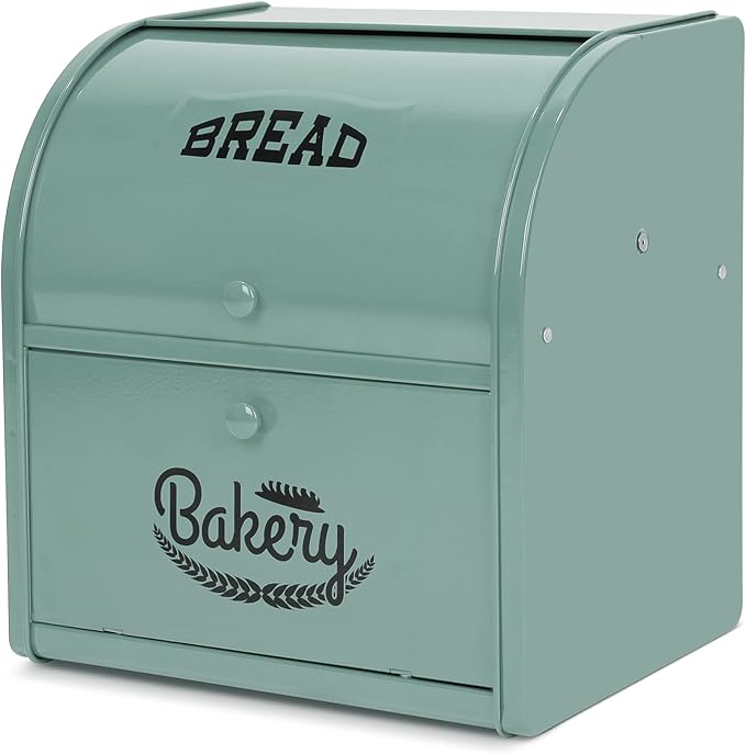 Bread Box, Metal Bread Box For Kitchen Countertop, Bread Storage Container Holds 2 Loaves Of Bread, High Capacity Breadbox, Bread Holder Suit Farmhouse Kitchen Decor For Counter