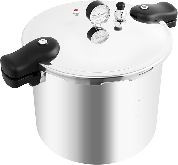 23 Quart Pressure Cooker & Canner | Thickened Aluminum Alloy Commercial Pressure Canner with Pressure Gauge | Explosion-proof Pressure Cookware