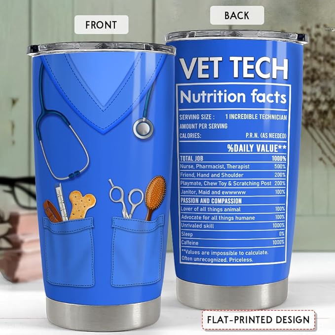 SANDJEST Vet Tech Tumbler 20oz Veterinarian Gifts for Women Men Stainless Steel Insulated Tumblers Coffee Travel Mug Cup Veterinarians Gift for Birthday Christmas