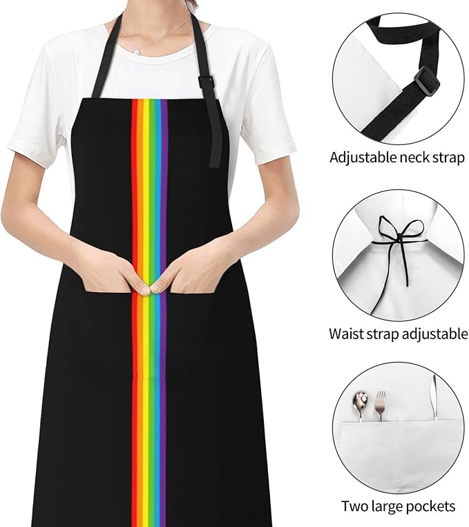 LGBT Aprons Gay Aprons with Pockets and Adjustable Rainbow Apron for Gardening Cooking Kitchen