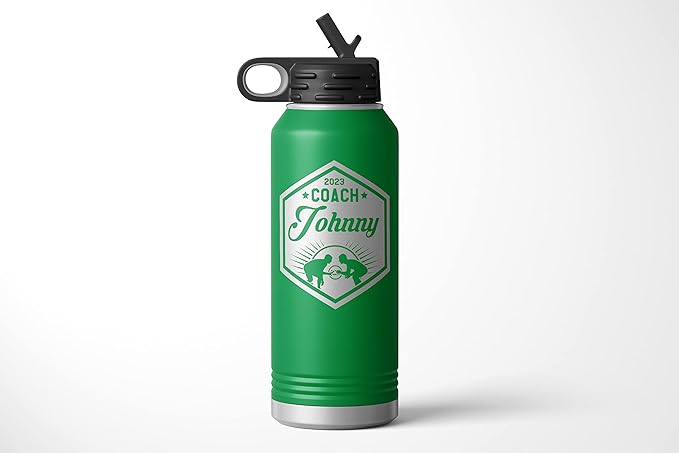 Wrestling Coach gifts, Tumbler, Coach tumbler, Wrestling gifts, Coach Beer glass, Coach gift, Coach gifts, Wrestling Coach (Wrestling Hexagon, Green, 32oz Water Bottle)