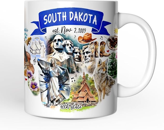 OrnamentallyYou Artistic South Dakota State Themes and Landmarks Mug