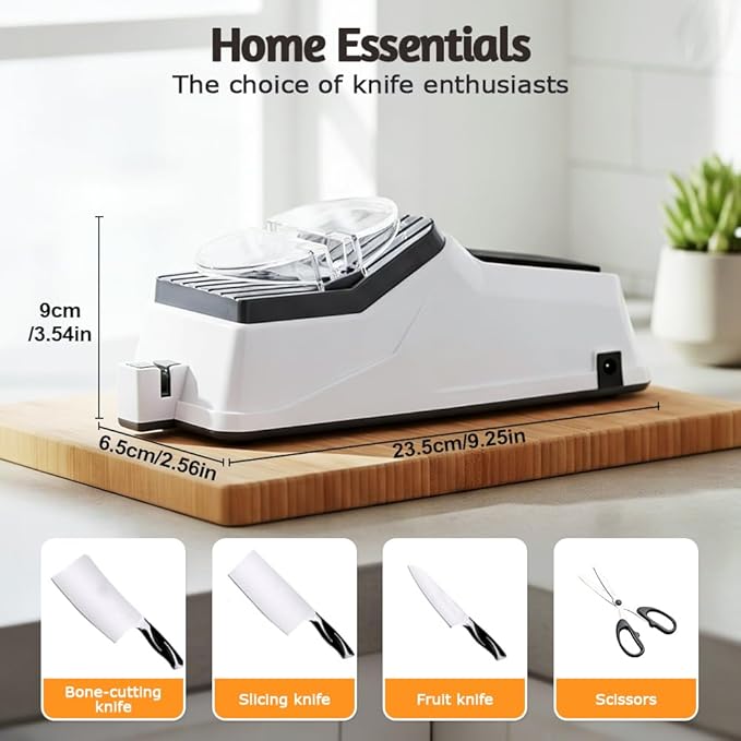 USB Electric Knife Sharpener, With Replacement Grinding Tools, Double Sided Knife Sharpener, Stable Non-slip Base, Quick Sharpening & Polishing (2Sets)