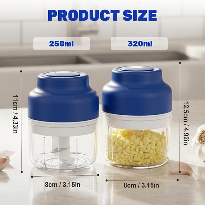 2026 Upgrade Electric Garlic Chopper, Mini Portable USB Charging Food Processor & Vegetable Chopper, Veggie Grinder for Garlic, Onion, Nuts, Herbs (Purple, 250ml)