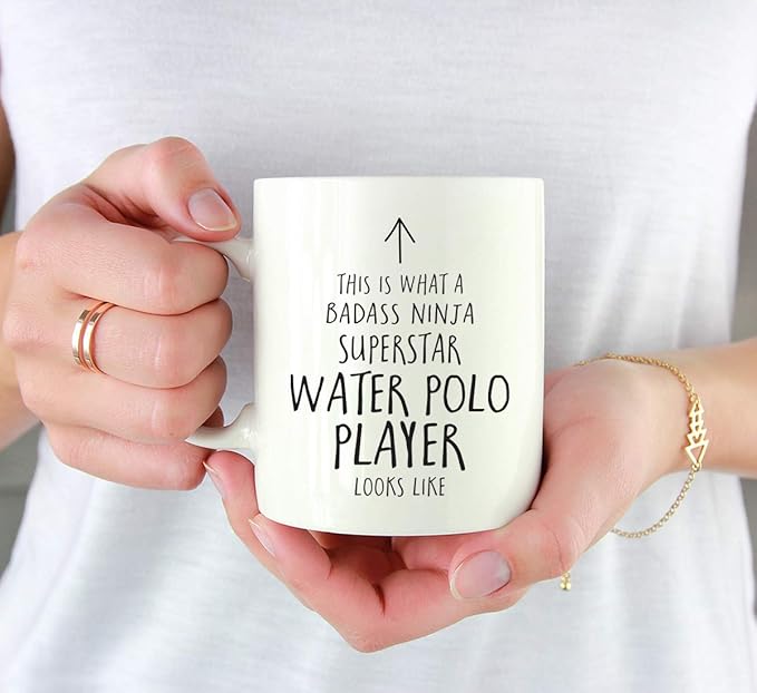Andaz Press Funny 11oz. Ceramic Coffee Tea Mug Gift, This is What a Badass Ninja Superstar Water Polo Player Looks Like, 1-Pack, Birthday Christmas Gift Ideas Coworker