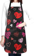Apron for Women Men Hearts Aprons With Pockets Adjustable Washable Aprons for Cooking Baking Kitchen