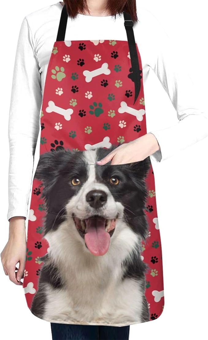 Custom Face Apron for Men Women, Personalized Photo Apron with Pockets, Customized Kitchen Aprons