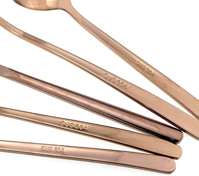 JASHII Mirror Polished Rose Gold 30-Piece SUS304 Stainless Steel Flatware Set,Silverware Set Dinner Knife Fork Spoon Dessert Fork Salad Spoon Service for 6