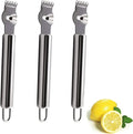 3-Pack Stainless Steel Citrus Zester Tool - Orange & Lemon Zester, Grater, Peeler, Twist Tool, Cocktail Garnish for Kitchen & Bar, Dishwasher Safe