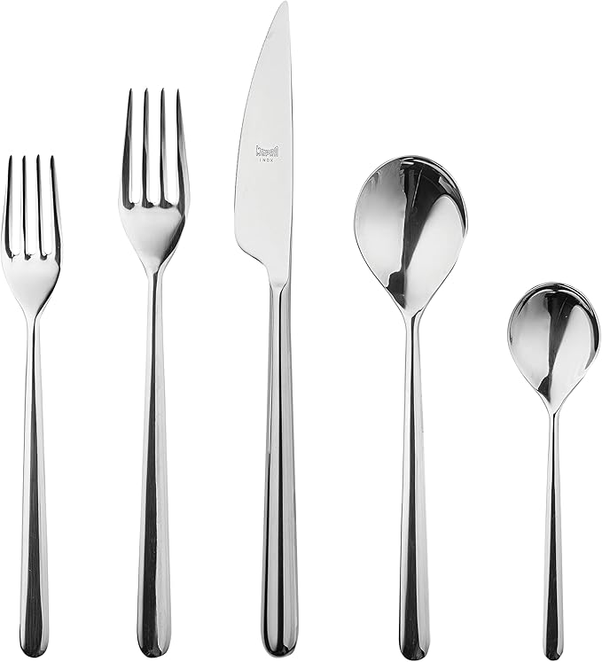 MEPRA 104822005 Linea 5 Pcs Place Setting - Stainless Steel Tableware, Dishwasher Safe Cutlery
