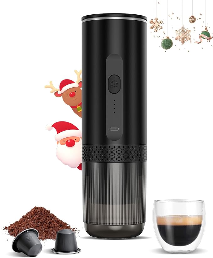 Portable Espresso Maker, Electric Espresso Machine for Travel, Camping, Rechargeable USB-C Mini Coffee Maker for NS Capsule Pods and Ground Coffee, Matte Black