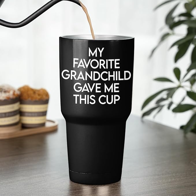 DOPTIKA 1 Piece - My Favorite Grandchild Gave Me This Cup, Coffee Tumbler 30 Oz, Christmas Birthday Gifts for Grandpa, Cool Presents for Grandparents, Grandpa Tumbler Gifts from Grandchild