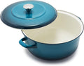 Merten & Storck 5.3QT Round Dutch Oven Casserole Pot with Lid, European Crafted Enameled Iron Stockpot, Induction & All Cooktops, Braising, Stews, Roasting, Slow Cooking, Sourdough, Aegean Teal