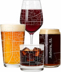 Blue Ridge Mountain Gifts - Auburn Souvenir - Alabama Glassware Gift, Etched City Map, Laser Engraved and Dishwasher Safe