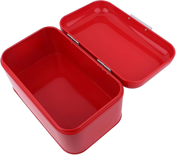 Buachois Large Bread Box,Iron Bread Box with Lid,Metal Bread Storage Bin,Bread Keeper Container,Bread Containers Storage,Modern Solid Color Retro Style,for Kitchen Counter (A)