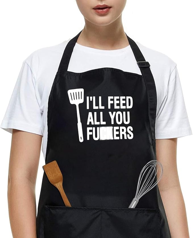 Funny Grilling Aprons for Men with Pockets BBQ Novelty Cooking Apron for Son Grandad Christmas Fathers Day Gift