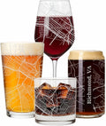 Blue Ridge Mountain Gifts - Richmond Souvenir - Virginia Glassware Gift, Etched City Map, Laser Engraved and Dishwasher Safe