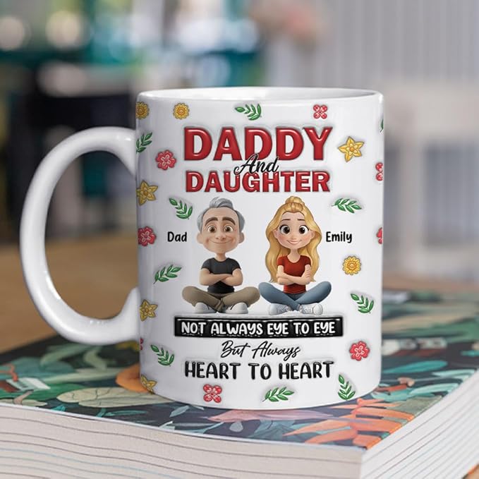 Wrappiness Personalized Coffee Mug for Daughter from Dad - Custom Coffee Mugs With Names - Thoughtful From Father to Daughter Birthday Gift (White Mug-Father 6)