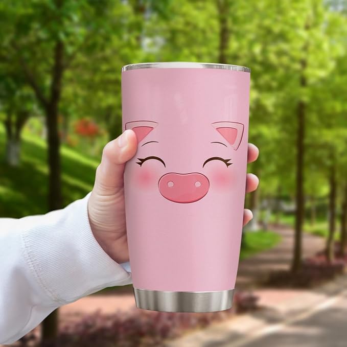 winorax Pig Tumbler for Pigs Face Tumblers Cup with Lid 20oz Travel Mugs Funny Gifts for Pig Animal Lovers Kids Women Girls Farmgirl Birthday Christmas Xmas Presents