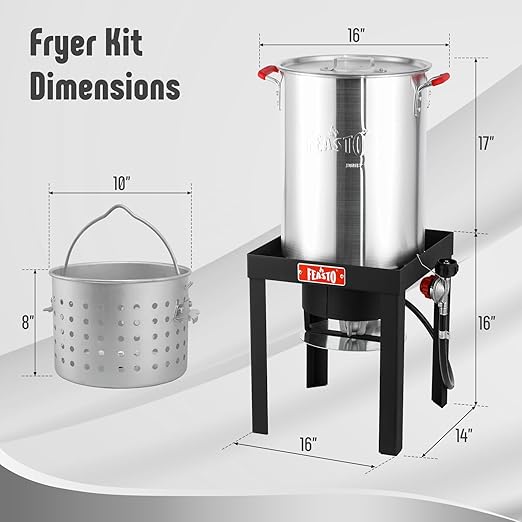 30QT Turkey Fryer, Aluminum Deep Fryer & Seafood Crawfish Boiler Steamer with Basket, CSA Certified 50,000BTU for Outdoor Cooking Thanksgiving Day