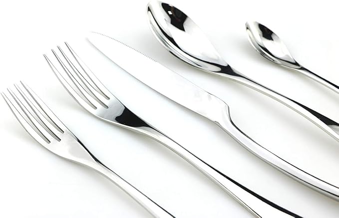 JASHII 18/10 Stainless Steel 20 Piece Mirror Polished Silver Flatware Set,Dinner Knife Fork Salad Fork Dessert Spoon，Service for 4 ，Silverware Utensil Sets
