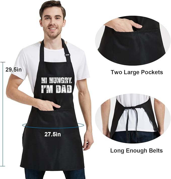 Funny Cooking Aprons for Women Men with Pocket, Grill Apron with Adjustable Neck Strap, Birthday Gift for Dad Mom