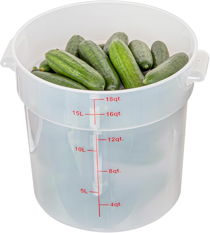 Restaurantware-Met Lux 18 Quart Food Storage Container, 1 Translucent Storage Container - Lids Sold Separately, Red Volume Markers, Dishwashable Container, Side Handles, For Storing Foods