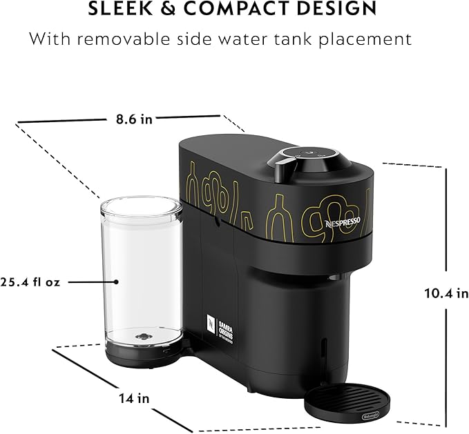 Nespresso Vertuo Pop+ Coffee and Espresso Maker by De'Longhi, Samra Origins by The Weeknd Vertuo Buna Yellow Aeroccino3 milk frother