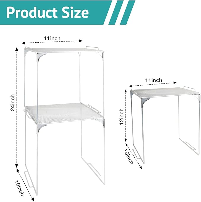 2 Shelves Locker Organizer, Grey, School, Office, Home Use