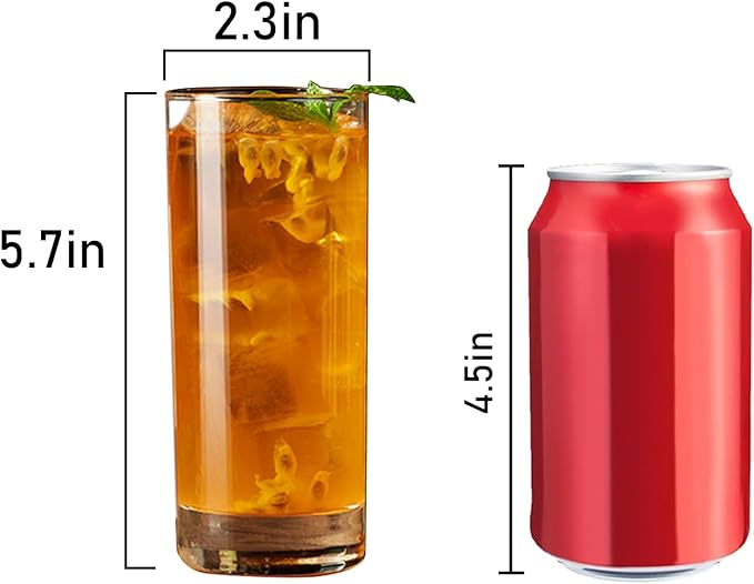 PARACITY Highball Glasses Set of 4, Drinking Glasses 10 Oz, Clear Glass Cups, Tall Tumbler Water Glasses, Glassware Set for Cocktail, Coffee, Mojitos