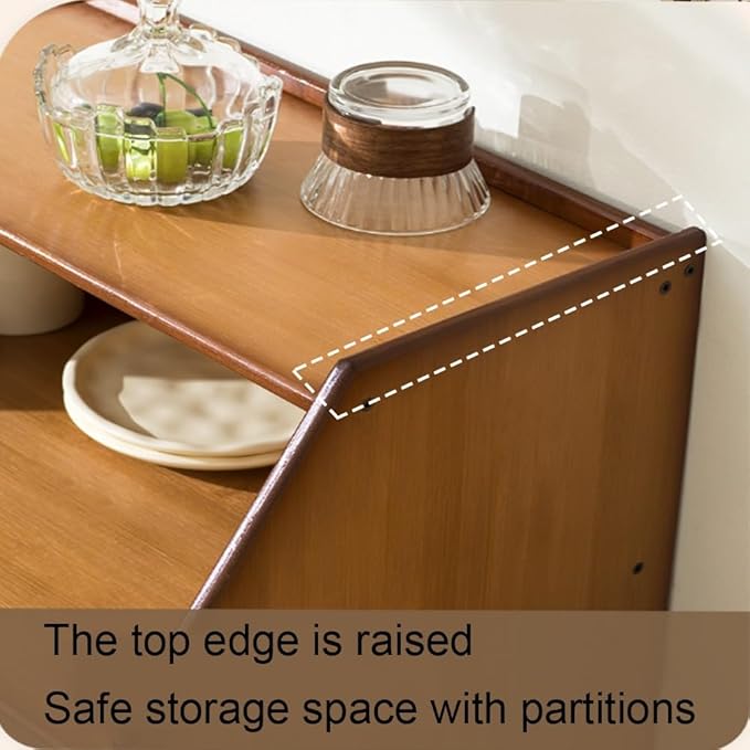 Modern Counter Top Cabinet with Drawer, Bamboo Spice Organizer and Bread Box, Mug Holder Storage Rack, Makeup and Perfume Cabinet for Kitchen or Living Room(Black)