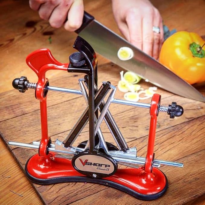 Warthog V-Sharp A4 Knife Sharpener, Ideal for Home Cooks, Fishermen, Hunters, Diamond Rods, Adjustable Angles, Metal Frame