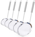 Newness Fine Mesh Strainer Set of 5 with Handle, 304 Fine Mesh Stainless Steel Colander, Wire Strainers for Kitchen, Fat Oil Strainer Skimmer Spoon, Durable Metal Multipurpose for Food, Rice, Quinoa
