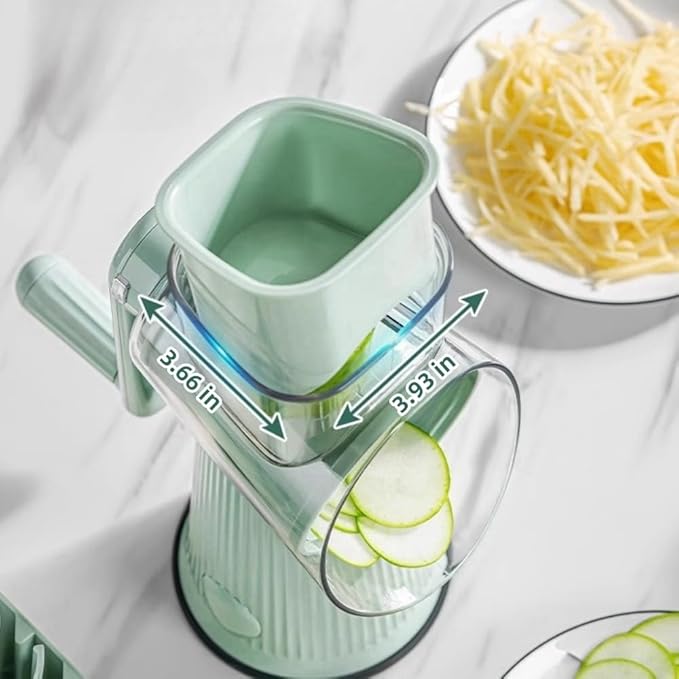 Le D'Affaires 5 in 1 Cheese Grater, 2025 NEW Rotary Cheese Grater with Hand Crank, Multi-Function Gourmet Cheese Grater for Kitchen, 5-Blade Vegetable Slicer and Storage Box (Green)