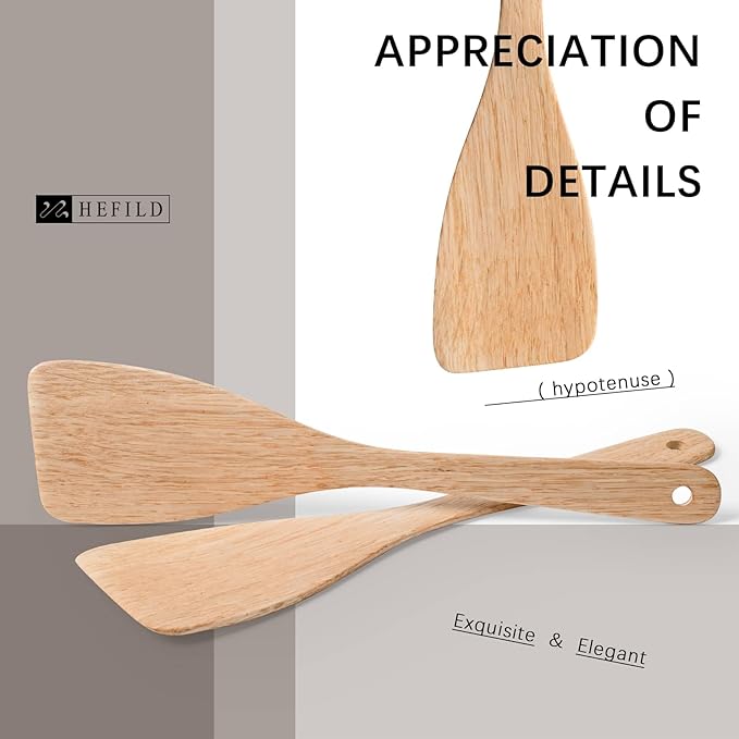 2PCS Wooden Spatulas for Cooking, 12.8inch Coated Schima Wood Turners for Frying, Non-Scratch Wood Bevel Spurtle for Pan & Wok,Wooden Cooking Utensils for Non Stick Cookware,Long Handle Scraper