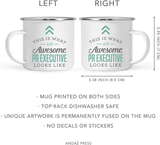 Andaz Press 11oz. Stainless Steel Campfire Coffee Mug Gift, This is What an Awesome PR Executive Looks Like, 1-Pack, Birthday Gift Ideas Coworker Him Her, Includes Gift Box
