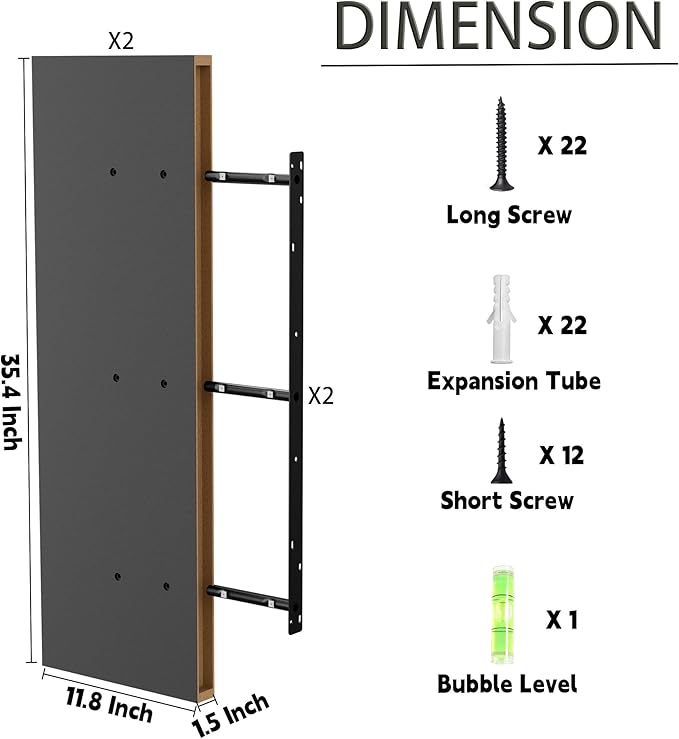 36 Inch Long Floating Shelves for Wall, Black 12 Inch Deep Floating Shelves Set of 2, Wall Shelves for Bathroom Over Toilet, Live Edge Display Shelf with Invisible Brackets for Home Decor
