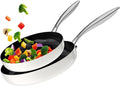 Nonstick Frying Pan Ceramic Cookware Set for Cooking (10.4+11.8 Inch), Tri-Ply Stainless Steel Pan, Non Toxic Skillet, PTFE & PFOA Free, Compatible with All Stovetops, Dishwasher & Oven Safe