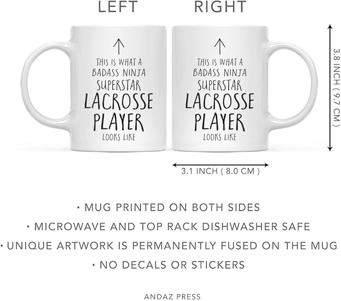 Andaz Press Funny 11oz. Ceramic Coffee Tea Mug Gift, This is What a Badass Ninja Superstar Lacrosse Player Looks Like, 1-Pack, Birthday Christmas Gift Ideas Coworker