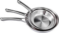 VINGLI 8'' 10'' 12'' Stainless Steel Frying Pan Set, Tri-Ply Skillets Set, Non-Toxic Chef's Pan, PFOA & PTFE Free Skillets, Compatible for All Cooktops, Dishwasher & Oven Safe (3-Pcs SKillets Set)
