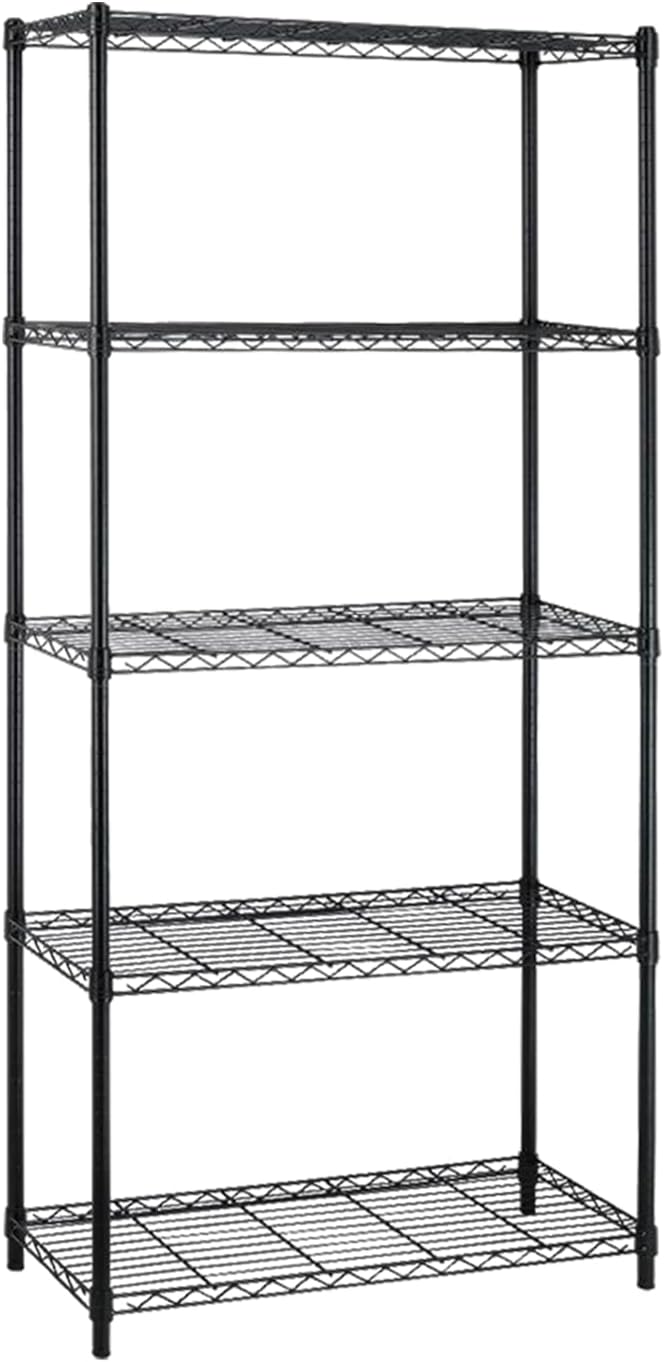 5-Shelf Metal Shelving Adjustable 1250Lbs Capacity, Storage Shelves for Garage Laundry Bathroom Kitchen Pantry Closet, NSF Certified Steel Organizer Wire Rack,Black, 72" H x 14" D x36 W