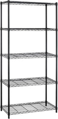 5-Shelf Metal Shelving Adjustable 1250Lbs Capacity, Storage Shelves for Garage Laundry Bathroom Kitchen Pantry Closet, NSF Certified Steel Organizer Wire Rack,Black, 72" H x 14" D x36 W