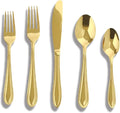 Gold Silverware Set, 20 Piece Flatware Cutlery Set for 4,18/0 Stainless Steel Utensils,Mirror Polished Modern Tableware for Home & Kitchen Dining Wedding, Party