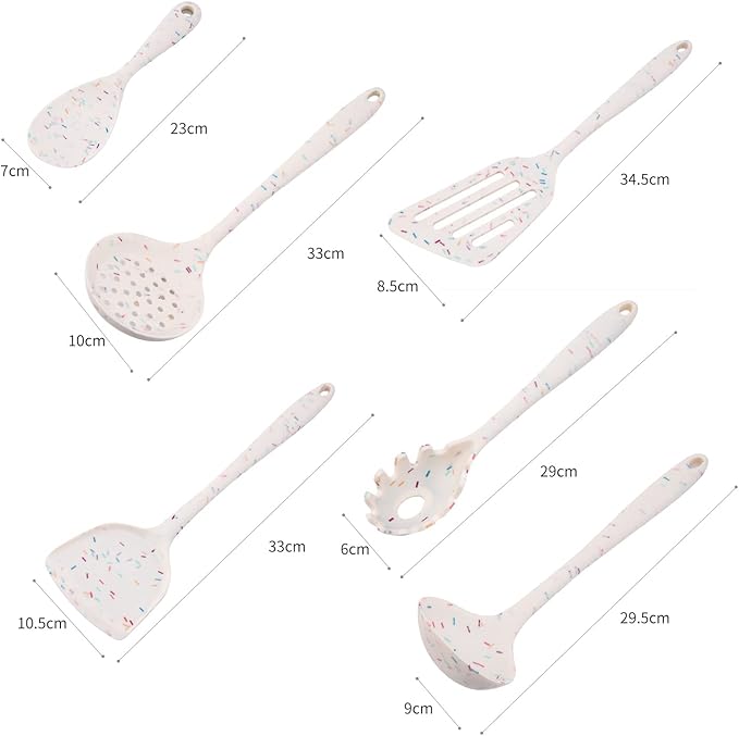 6 Pcs Silicone Kitchen Utensils Set, Silicone Cooking Utensils, Heat Resistant Kitchen Cooking Utensils Set,High Heat Resistant to 480°F, Hygienic One Piece Design, (Grey)