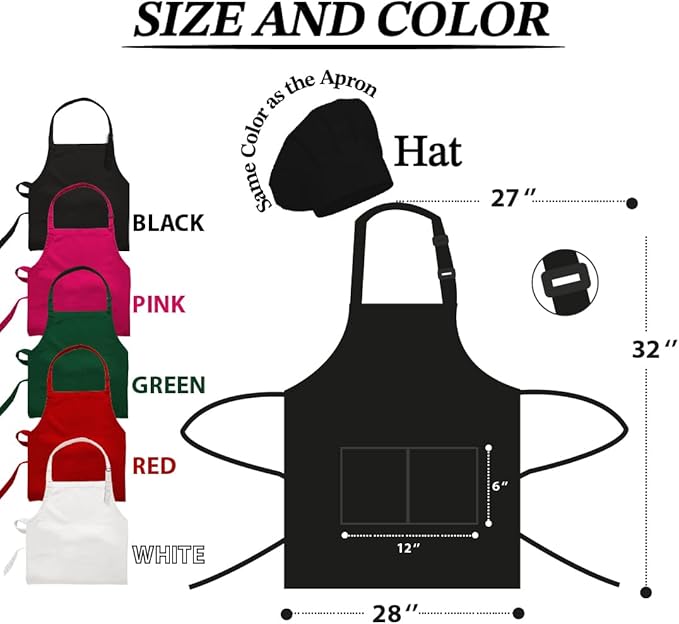 Personalized Chef Apron, Personalized Gift for Dad or Mom, Custom Apron Gift for Boyfriend, Husband, Brother, Wife, Birthday Gifts for Women or Men, Kitchen Cooking Aprons with Pockets