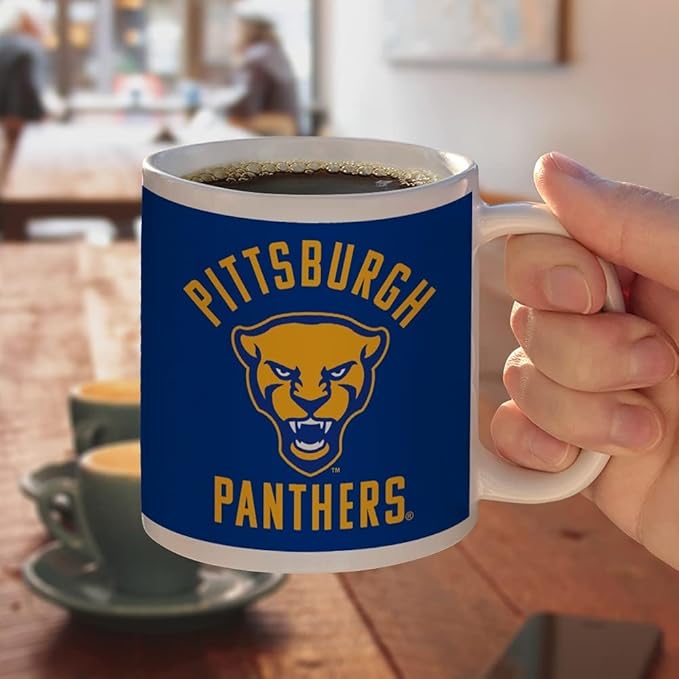 University of Pittsburgh Panthers Ceramic Coffee Mug, Novelty Gift Mugs for Coffee, Tea and Hot Drinks, 11oz, White