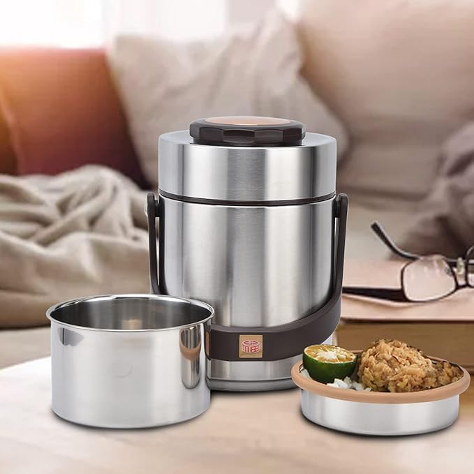 Stackable Food Containers, 1500 ml Stainless Steel Wide Mouth Lunch Box, Reusable Vacuum Insulated Food Jar for Adult (20cm/7.9in * 14cm/5.5in)