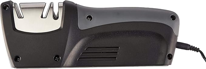 Smith’s 50029 Compact Electric Knife Sharpener , Stainless , Kitchen Knife 2 Stage Sharpener , Electric & Manual , Blade Guide , Quick Sharpening & Polishing , Straight Edge Blades , Handheld 120 V