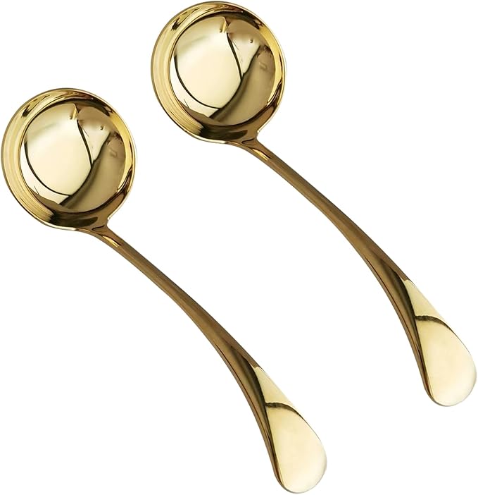 Gravy Ladle, Sauce Ladle,18/10 Stainless Steel, 7.9 inch, Gold, Dishwasher Safe, Set of 2
